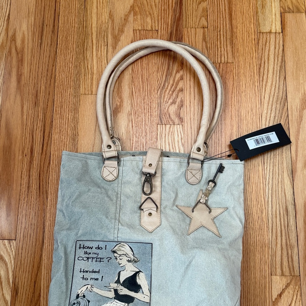 Vintage Addiction Bag Tot Canvas --HOW do I Like my Coffee? NWT - Picture 15 of 16